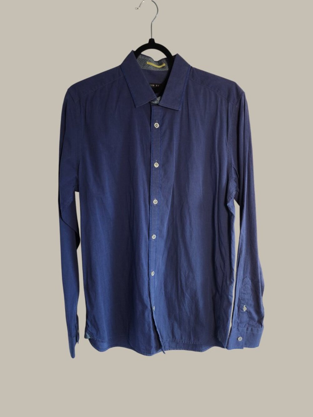 Ted Baker Two-Tone Long-Sleeve Cotton Shirt – Navy Blue, Size Large
